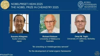 جائزة نوبل للكيمياء 2025 تذهب إلى مبتكري البنى المعدنية العضوية