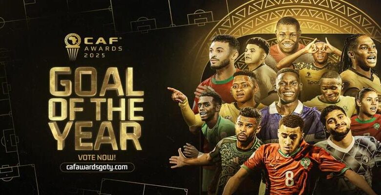 ثلاثة مغاربة في قائمة "هدف السنة" بجوائز الكاف 2025